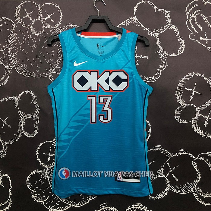 Maillot Oklahoma City Thunder Paul George NO 13 Ville 2018-19 Bleu